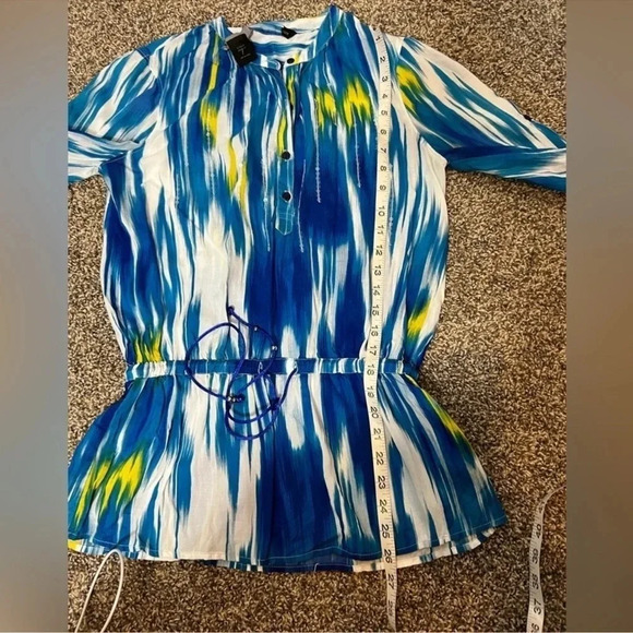 CALVIN KLEIN BLUE MULTICOLOR TOP BLOUSE - Picture 7 of 8